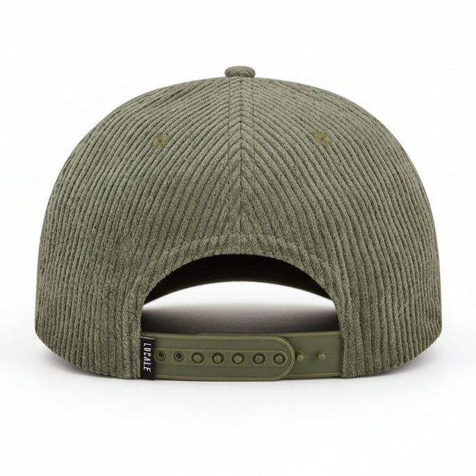 Green corduroy cap with Banana Bread Baddie vintage logo on front panel