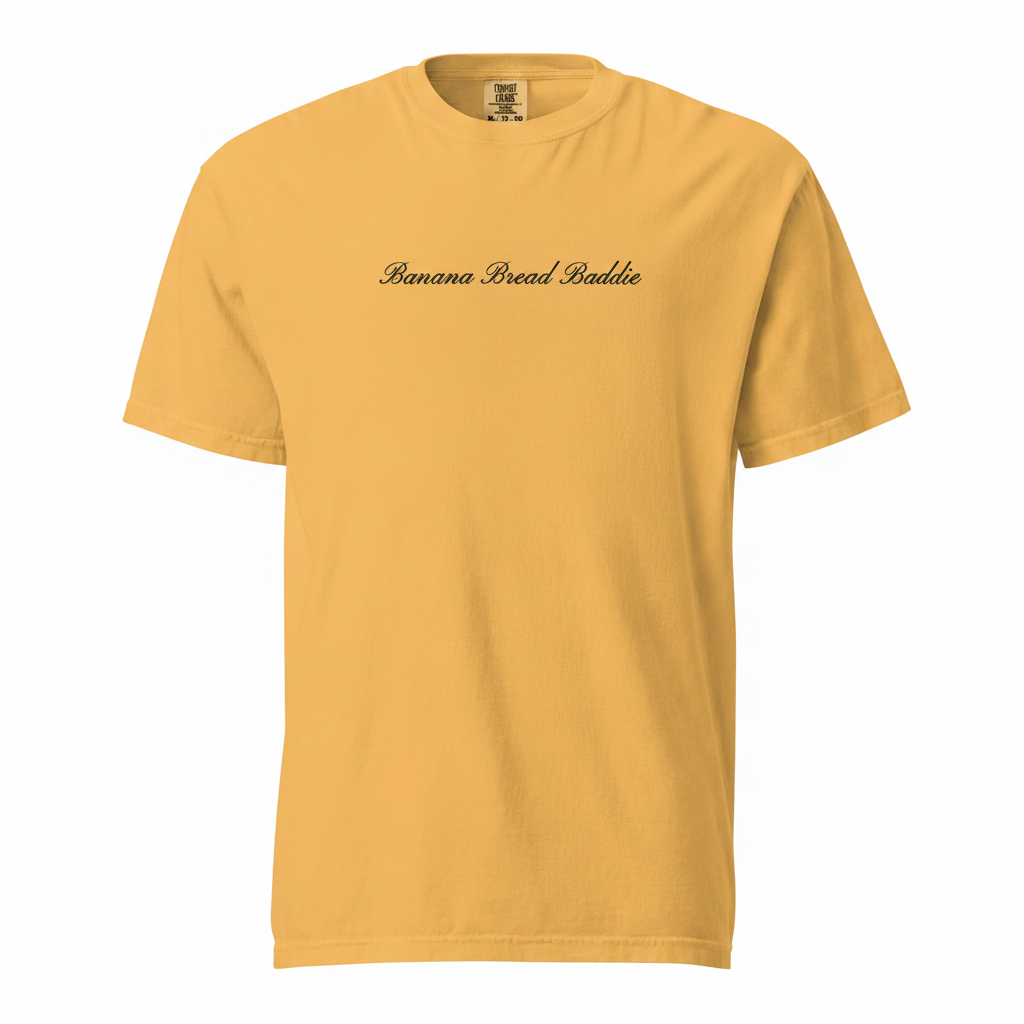 Honey yellow banana bread baddie t-shirt on a white background